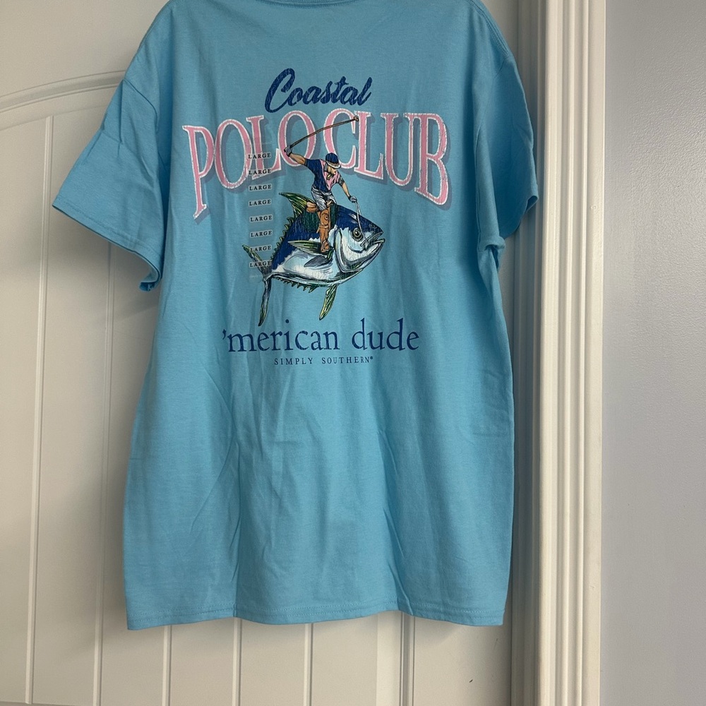 Simply Southern Coastal Polo Club T-Shirt in Light Blue